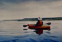 Art In A Box Red Kayak with Paddler by Janet Liesemer by "Art In A Box" Art Lessons